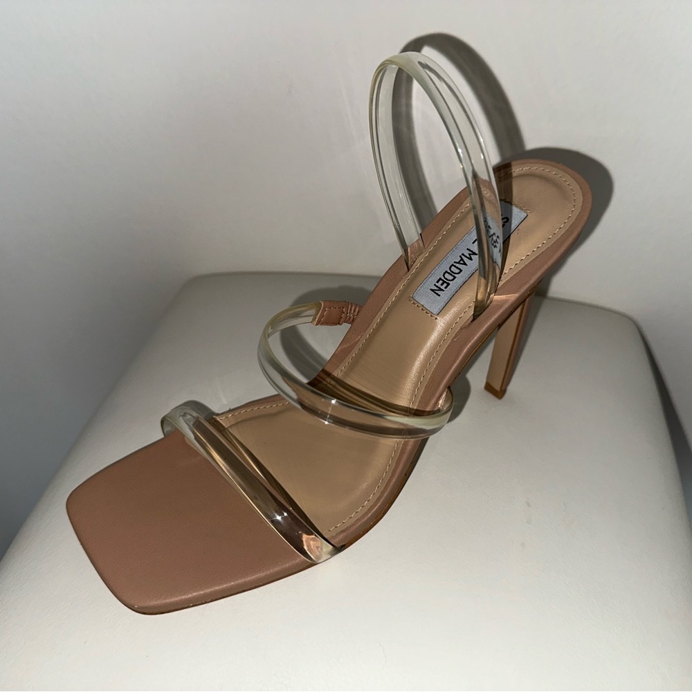 STEVE MADDEN clear strapped high heels